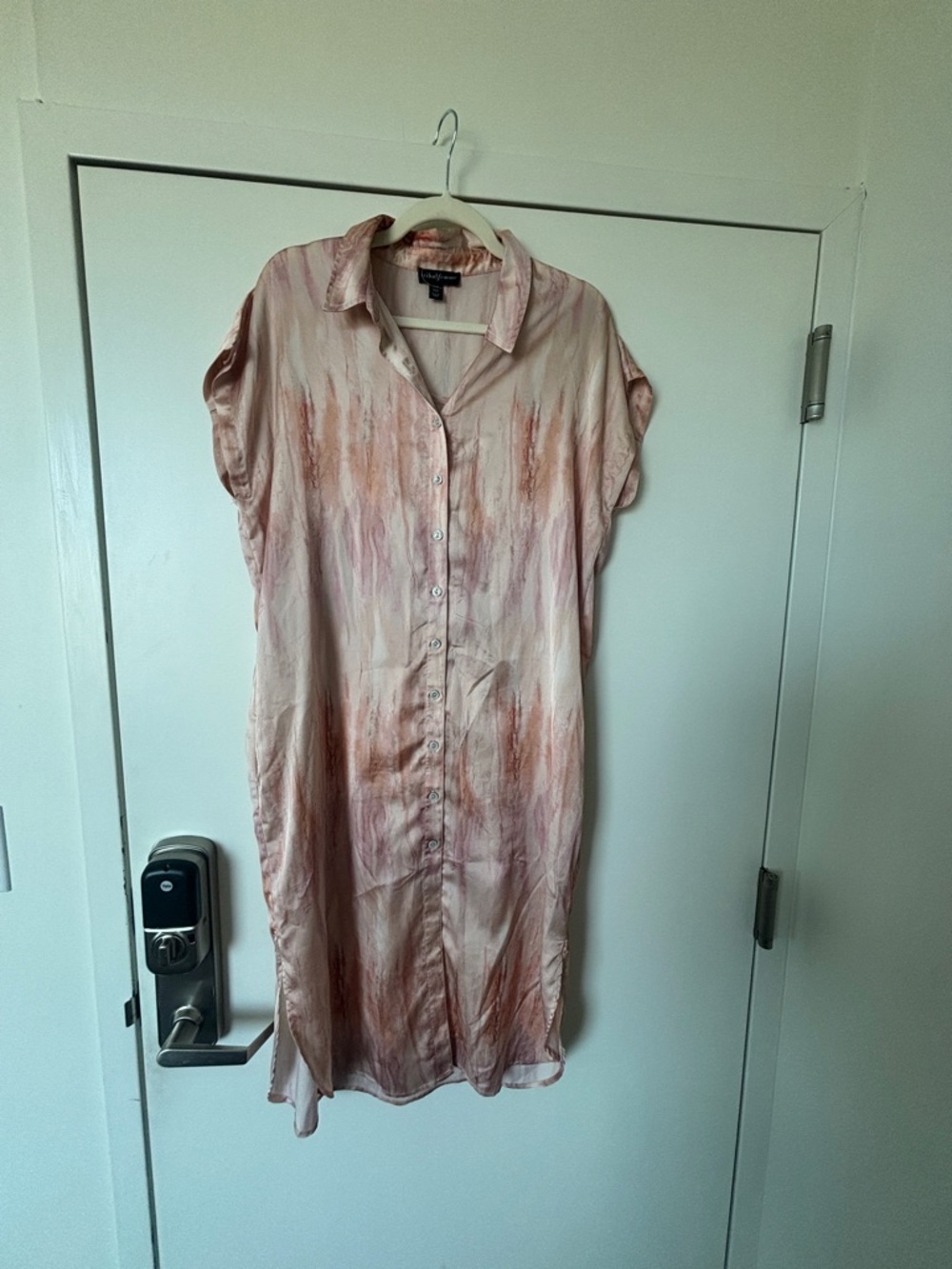 Tribal Blush Pink & Rust Watercolor Button-Up Dress